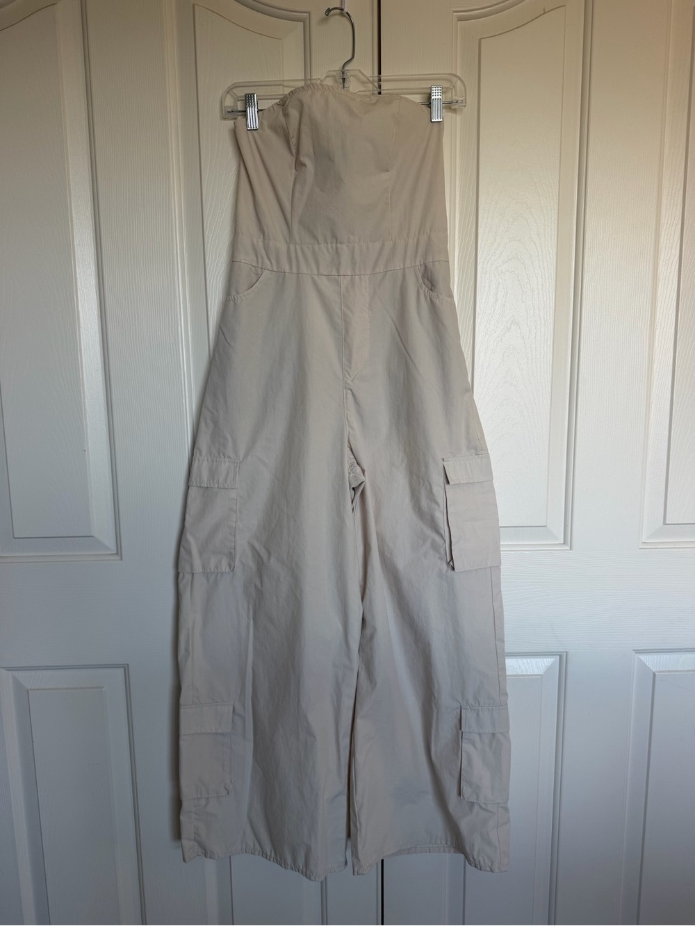 Justify Smocked Strapless Jumpsuit in Beige